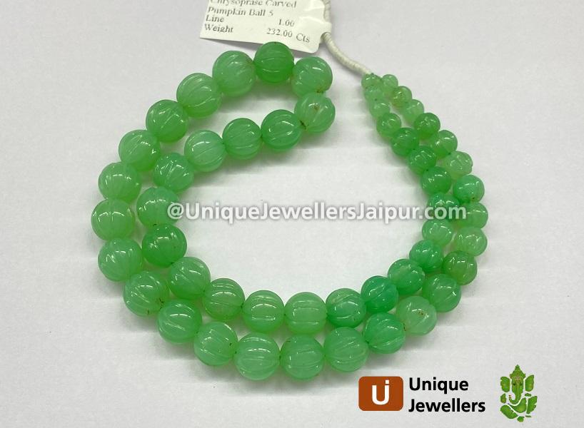 Chrysoprase Carved Pumpkin Ball Beads